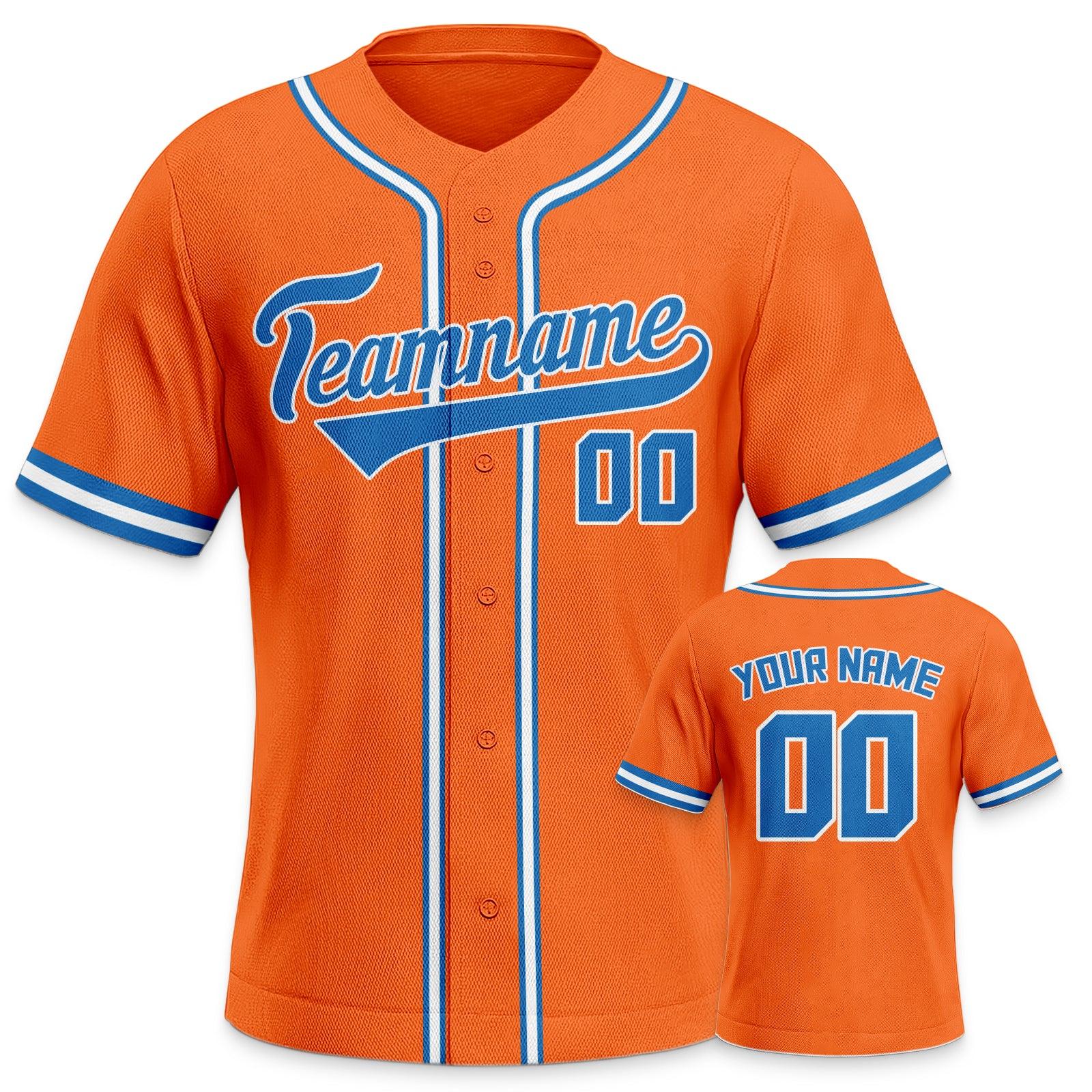 Custom Orange Blue-White Authentic Classic Baseball Jersey